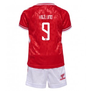 Fotbalové Dres Dánsko Rasmus Hojlund #9 Dětské Domácí Oblečení ME 2024 Krátký Rukáv (+ trenýrky)